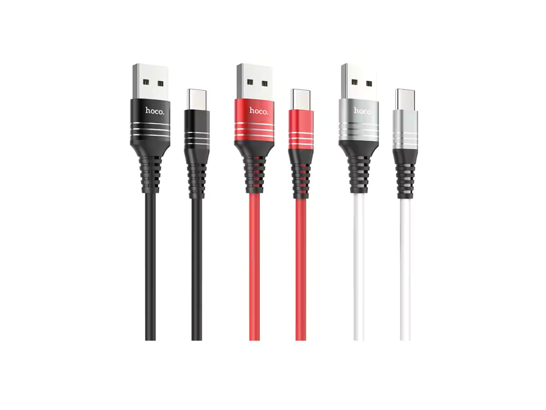 كابل شحن USB ثلاثي الحلقات من السيليكون من Hoco U46 بطول 1 متر من النوع C  كابل شحن USB ثلاثي الحلقات من السيليكون من Hoco U46 بطول 1 متر من النوع C